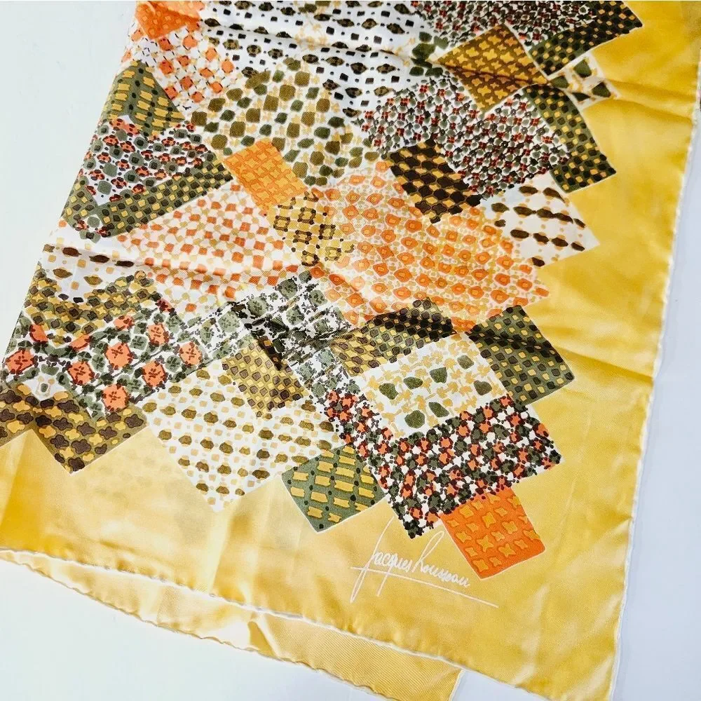 Yellow Geometric Print Square Scarf - Women Accessories